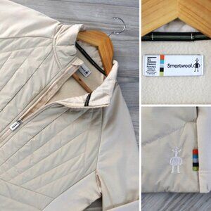 Smartwool PrimaLoft Jacket Women's XL Almond Puffer Hybrid Wool Blend Full Zip